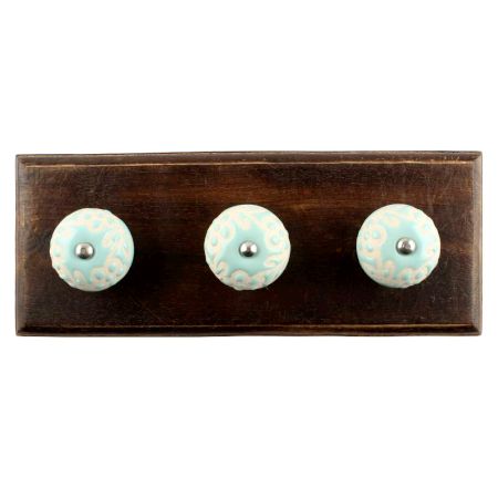 Sage Green Etched Ceramic Wooden Hook Online